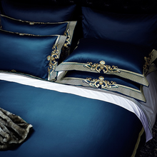 Load image into Gallery viewer, Cleopatra Dark Blue Luxury Egyptian Cotton Duvet Cover Set
