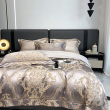 Load image into Gallery viewer, Serenity Cotton Satin Jacquard Duvet Cover Set
