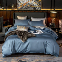 Load image into Gallery viewer, Shemir Sky Blue Silver Reversible Egyptian Cotton Duvet Cover Set
