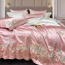 Load image into Gallery viewer, Esana Pink Embroidery Egyptian Cotton Duvet Cover Set

