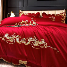 Load image into Gallery viewer, Miriam Red Embroidered Cotton Duvet Cover Set
