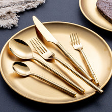 Charger l&#39;image dans la galerie, Aldomara Bamboo Gold/Silver Cutlery Set
