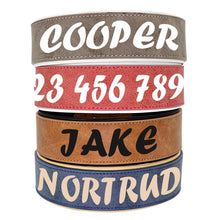 Load image into Gallery viewer, Personalized Large Wide Leather Custom Print Dog Collar
