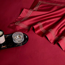 Load image into Gallery viewer, Leila Red Embroidered Edge Egyptian Cotton Duvet Cover Set
