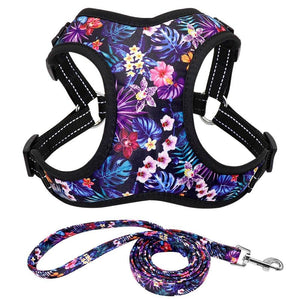 Flower Nylon Harness And Leash