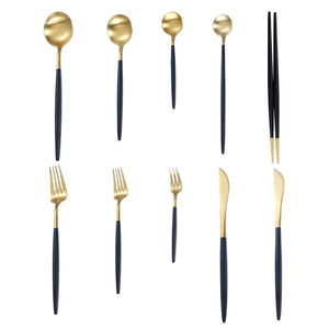 Arya Black Gold Cutlery Set