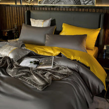 Load image into Gallery viewer, Shemir Grey Gold Reversible Egyptian Cotton Duvet Cover Set
