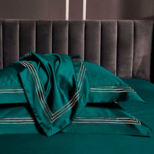 Load image into Gallery viewer, Leila Green Embroidered Edge Egyptian Cotton Duvet Cover Set
