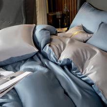 Load image into Gallery viewer, Shemir Sky Blue Silver Reversible Egyptian Cotton Duvet Cover Set
