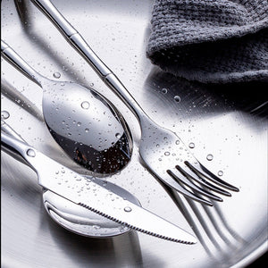 Aldomara Bamboo Gold/Silver Cutlery Set