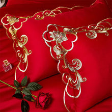 Load image into Gallery viewer, Miriam Red Embroidered Cotton Duvet Cover Set
