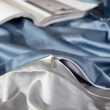 Load image into Gallery viewer, Shemir Sky Blue Silver Reversible Egyptian Cotton Duvet Cover Set
