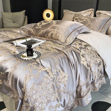 Load image into Gallery viewer, Serenity Cotton Satin Jacquard Duvet Cover Set
