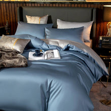 Load image into Gallery viewer, Shemir Sky Blue Silver Reversible Egyptian Cotton Duvet Cover Set
