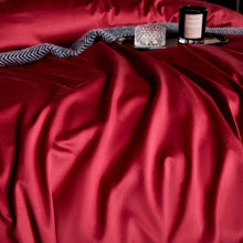 Load image into Gallery viewer, Leila Red Embroidered Edge Egyptian Cotton Duvet Cover Set

