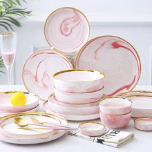 Load image into Gallery viewer, Catalina Pink Marble Luxury Dinnerware Set
