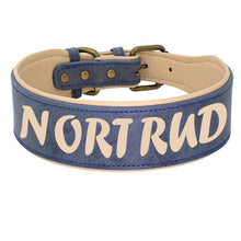 Load image into Gallery viewer, Personalized Large Wide Leather Custom Print Dog Collar
