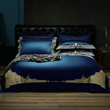 Load image into Gallery viewer, Cleopatra Dark Blue Luxury Egyptian Cotton Duvet Cover Set
