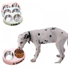 Load image into Gallery viewer, Custom Personalized Double Bowl Pet Feeding Dish
