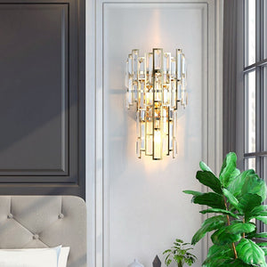 Clare Art Deco Iron And Crystal Wall Lamp