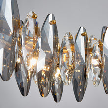 Load image into Gallery viewer, Zoey Oval Cut Smokey Crystal And Copper Bar Chandelier
