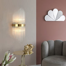 Load image into Gallery viewer, Diana Tapered Crystal And Gold Ring Wall Lamp
