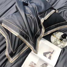 Load image into Gallery viewer, Scarlett Modern Threadwork Border Egyptian Cotton Duvet Cover Set
