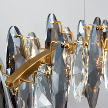 Load image into Gallery viewer, Zoey Oval Cut Smokey Crystal And Copper Bar Chandelier
