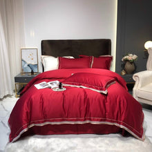 Load image into Gallery viewer, Scarlett Modern Threadwork Border Egyptian Cotton Duvet Cover Set
