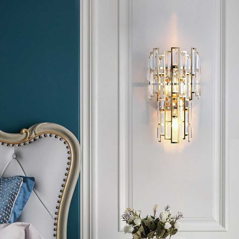 Clare Art Deco Iron And Crystal Wall Lamp