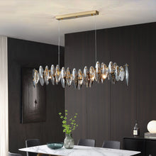 Load image into Gallery viewer, Zoey Oval Cut Smokey Crystal And Copper Bar Chandelier
