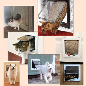 Cat 4 Way Flap Plastic Security Lock Dog Cat Door Gate