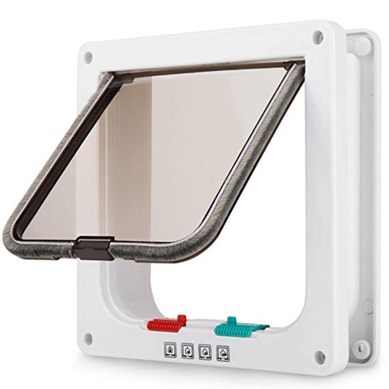 Cat 4 Way Flap Plastic Security Lock Dog Cat Door Gate