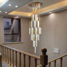 Load image into Gallery viewer, Mya Linear Copper And Crystal Strand Chandelier
