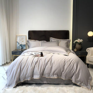 Scarlett Modern Threadwork Border Egyptian Cotton Duvet Cover Set