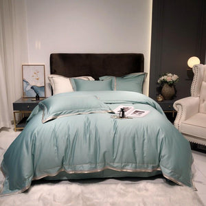 Scarlett Modern Threadwork Border Egyptian Cotton Duvet Cover Set