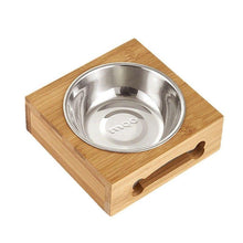 Load image into Gallery viewer, Stainless Steel Bamboo Dog Bowl
