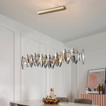 Load image into Gallery viewer, Zoey Oval Cut Smokey Crystal And Copper Bar Chandelier
