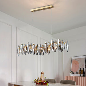 Zoey Oval Cut Smokey Crystal And Copper Bar Chandelier