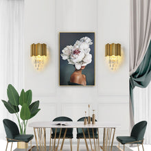 Charger l&#39;image dans la galerie, Adorjan Ridged Metal And Crystal Wall Lamp
