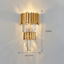 Charger l&#39;image dans la galerie, Adorjan Ridged Metal And Crystal Wall Lamp

