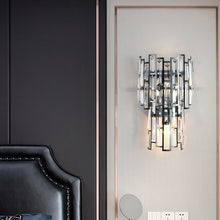 Charger l&#39;image dans la galerie, Clare Art Deco Iron And Crystal Wall Lamp
