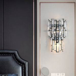Clare Art Deco Iron And Crystal Wall Lamp