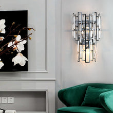 Charger l&#39;image dans la galerie, Clare Art Deco Iron And Crystal Wall Lamp
