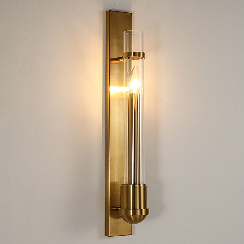 Autumn Faux Candle Crystal And Metal Cylinder Wall Lamp