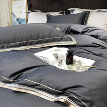 Load image into Gallery viewer, Scarlett Modern Threadwork Border Egyptian Cotton Duvet Cover Set
