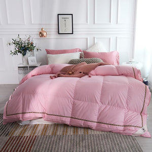 Taavi Embellished Border Quilted Cotton Goose Down Comforter