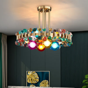 Bailey Colorful Gem And Crystal Two Tier Round Chandelier