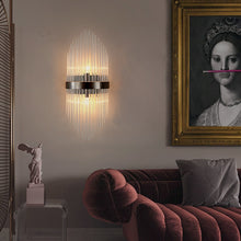 Load image into Gallery viewer, Diana Tapered Crystal And Gold Ring Wall Lamp
