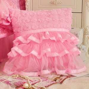 Aaliyah Triple Layered Ruffled Cotton And Lace Duvet Cover And Bed Skirt Set